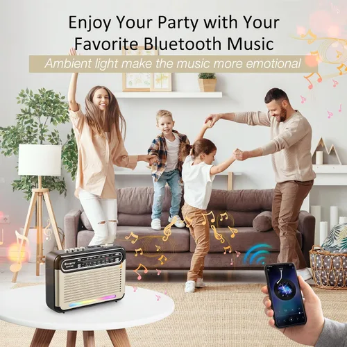 Vista 7 de G Keni Radio solar portátil AM FM SW con batería recargable, radio Bluetooth de onda corta, recepción fuerte, entrada de tarjeta USB/TF, panel