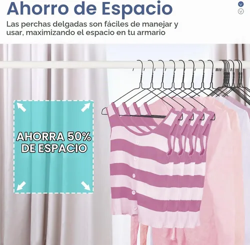 Vista 2 de SPECILITE Perchas de Alambre Paquete de 50, Perchas de Alambre de Metal para Ropa a Granel para Abrigos, Perchas de Metal que Ahorran Espacio