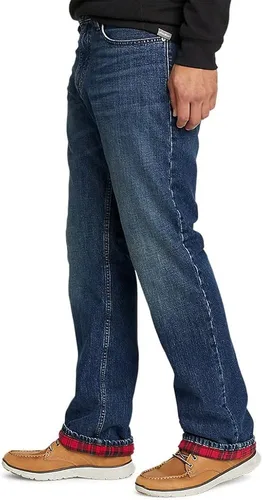 Vista 3 de Eddie Bauer Jeans flexibles con forro de franela para hombre, ajuste recto