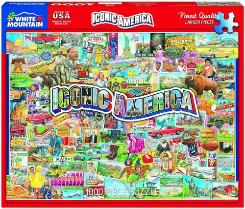 Vista 2 de White Mountain Puzzles Iconic America - Rompecabezas de 1000 piezas