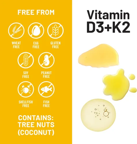 Vista 8 de NatureWise Vitamina vegana D3 + K2 con aceite orgánico de coco MCT – D3 orgánico 5000IU + K2 natural 100mcg – Soporte óseo de alta absorción – Sin