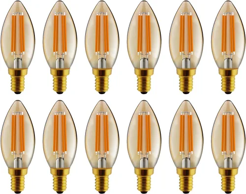 Vista 8 de helloify Bombilla LED Edison B11 regulable vintage, equivalente a 60 W, alto brillo, luz blanca cálida de 2500 K, vidrio ámbar, estilo Ámbar-2500k
