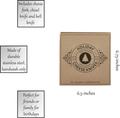 Vista 5 de Santa Barbara Design Studio Set de regalo Kitchen Essentials Holiday Collection Caja de regalo de cartón kraft, 3 piezas, cuchillos de queso