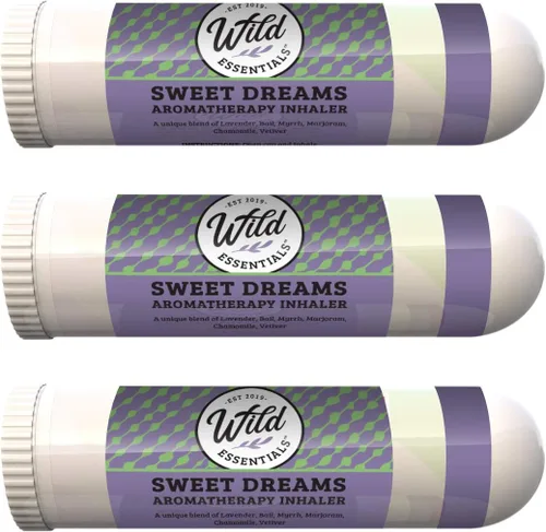 Vista 2 de Wild Essentials - Paquete de 3 inhaladores nasales de aromaterapia Sweet Dreams fabricados con aceites esenciales para ayudar con la relajación