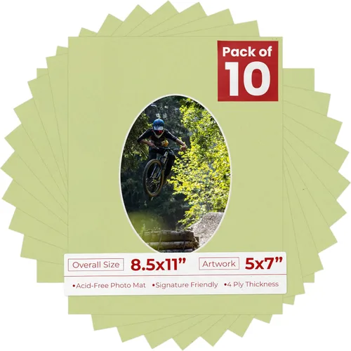 Vista 46 de Tapete de 8.5 x 11 pulgadas con corte biselado para fotos de 5 x 7 pulgadas – Apertura de tablero de fotos ovalada marrón roble envejecido