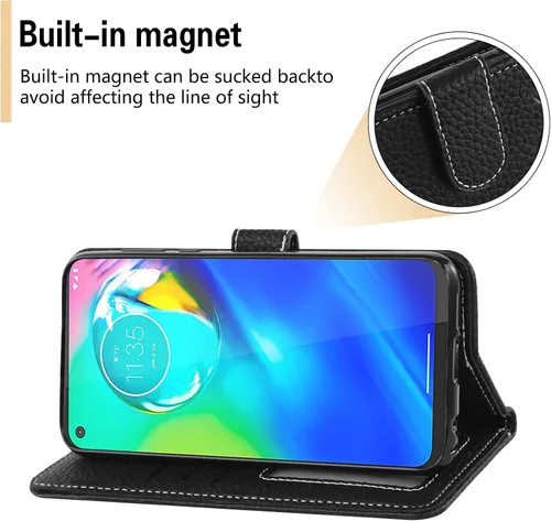 Vista 4 de Asuwish Funda de teléfono para Moto G Power 2020 con protector de pantalla de vidrio templado y funda de cartera, soporte para tarjetas, accesorios