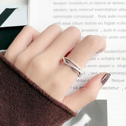 Vista 154 de Anillo de plata de ley 925, minimalista, ajustable, hecho a mano, para mujeres y niñas