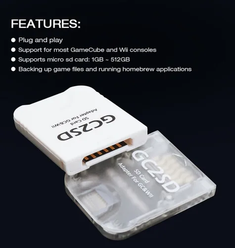 Vista 4 de BITFUNX GC2SD Micro SD Card Adapter, Memory TF Card Adapter Swiss, Plug & Play Video Game Adapter, Suitable for NGCWii Console