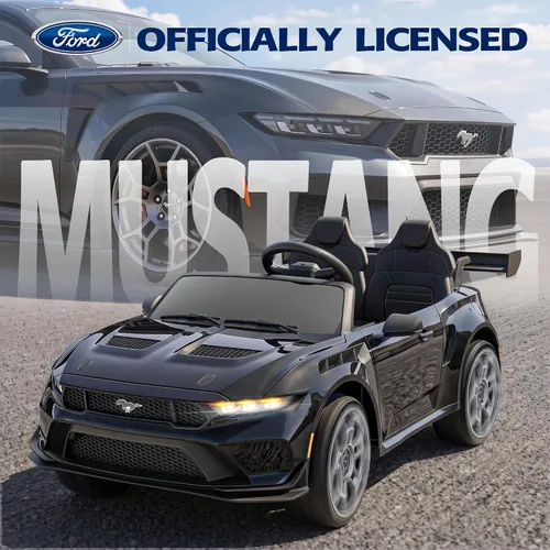 Vista 2 de ANPABO Ford Mustang 24V 2 plazas con licencia para niños de 3 a 8 años Negro