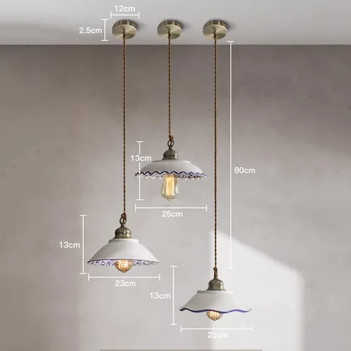 Vista 8 de MARURY Lámpara colgante de techo, luz colgante de porcelana azul y blanca, lámpara clásica de cerámica pequeña ajustable para cocina, isla