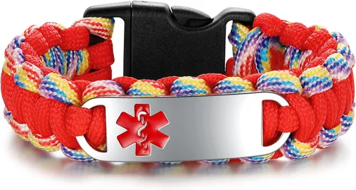 Vista 10 de Pulseras de identificación médica para mujeres y hombres personalizadas, pulseras de alerta médica con grabado personalizado gratuito para mujeres