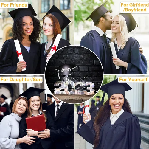 Vista 7 de Luces de pared personalizadas para collage de fotos de 1 a 10 años, gorra de graduación, luz acrílica, decoraciones de temporada de graduación