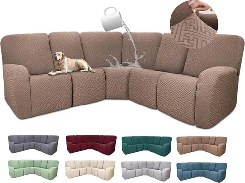 Vista 92 de Fundas de sofá reclinable seccional 100% impermeables para sofá reclinable en forma de L, funda de sofá modular de esquina en forma de L, fundas
