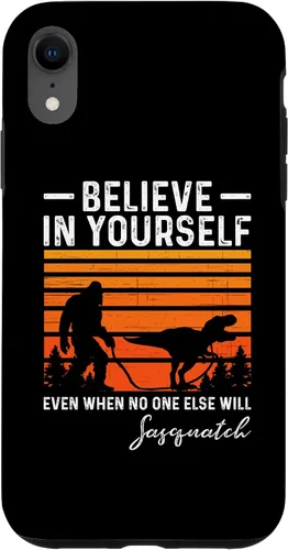 Vista 8 de Funda divertida para iPhone 15 Bigfoot Sasquatch Tyrannosaurus Rex Believer