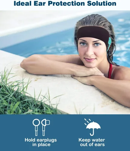 Vista 3 de MoKo Diadema de natación para niños y adultos, linda diadema Swinmmers para mantener el agua fuera, impermeable, banda de protección para los oídos