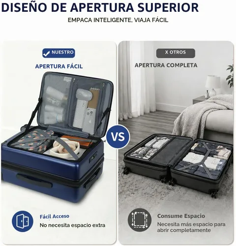 Vista 3 de EMPSIGN Equipaje de mano 22x14x9 aprobado por aerolínea, 20 pulgadas Azul marino