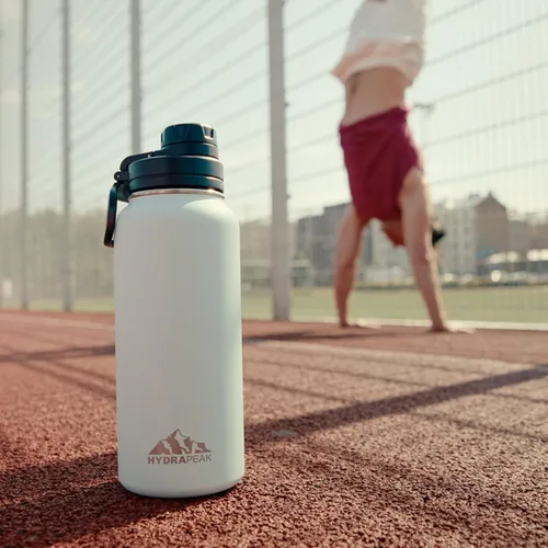 Vista 6 de Hydrapeak - Botella de agua de 32 onzas, con tapa Chug, reutilizable, de acero inoxidable, a prueba de fugas, aislamiento térmico al vacío de doble