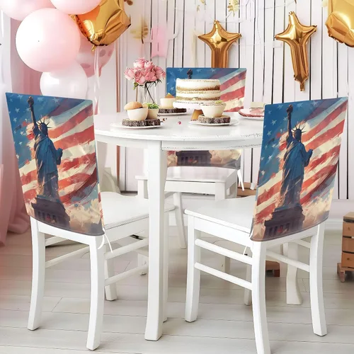 Vista 5 de 4th of July Independence Day White Liberty Decorative Covers for Chairs for Dining Room Chairs Soft Waterproof Chair Covers for Dining Chairs