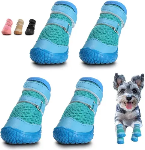 Vista 8 de Zapatos para perros pequeños, botas y protectores de patas para pavimento caliente, nieve de invierno, botas antideslizantes para suelos de madera