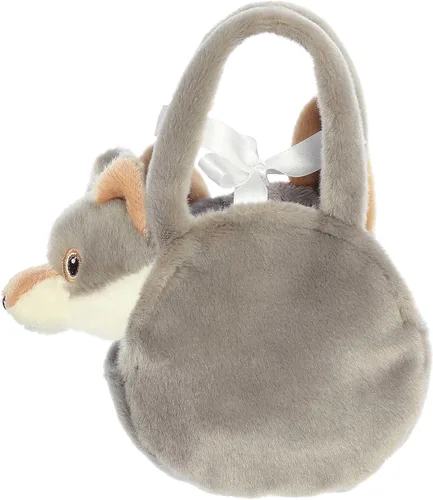 Vista 5 de Aurora Peluche de lobo Eco Nation hecho de forma responsable, ideal para aventuras de juego, perfecto para cumpleaños o simplemente porque - gris