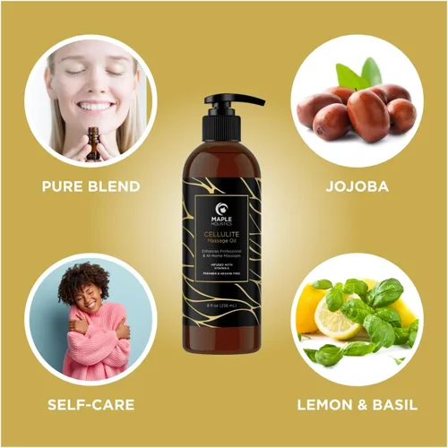 Vista 9 de Maple Holistics Kit de aceite de masaje – Aceite de lavanda de aromaterapia de 16 onzas líquidas para parejas más aceite de celulitis con aceites