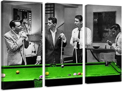 Vista 5 de Rat Pack Playin Pool Arte de Lienzo Colorido Decoración de Pared para el Hogar - Varios Tamaños (5 Piezas Mega)