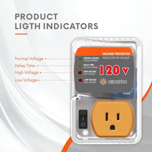 Vista 3 de Protector contra sobretensiones para refrigerador, enchufe de pared ajustable, protector de voltaje para electrodomésticos del hogar, caída