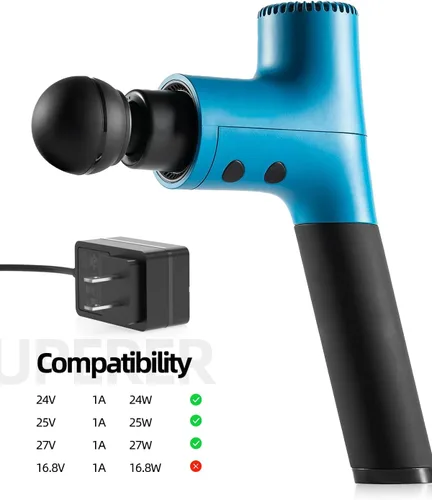Vista 2 de Superer 26V 24V Massage Gun Charger Fit for Vybe Pro, Lifepro Sonic, Pulse FX, M1, X, LX, Flex, Dynaflex, Dynasphere Models, Multiple Connectors