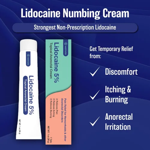 Vista 2 de WELMATE Crema de lidocaína al 5% para hemorroides – Crema anestésica de lidocaína de acción rápida y crema analgésica tópica para aliviar la picazón