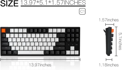 Vista 6 de Keychron Teclado mecánico con cable C1 Mac interruptor Gateron G Pro marrón 87 teclas Tenkeyless ABS teclado de computadora para computadora