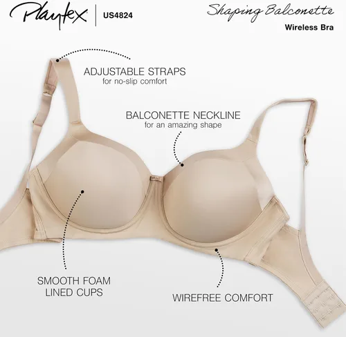 Vista 4 de PLAYTEX Sujetador tipo camiseta sin alambres de cobertura completa Secrets Balconette para mujeres
