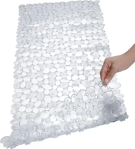 Vista 20 de SONGZIMING Tapete de Bañera Antideslizante de Guijarros para Baño y Ducha con Orificios de Drenaje, Tapete con Ventosas para Bañera
