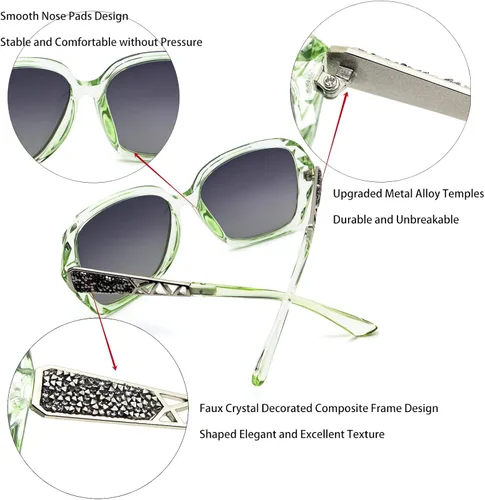 Vista 5 de LECKIRUT - Lentes de sol de gran tamaño para mujer lentes de sol clásicos y a la moda con protección UV polarizada