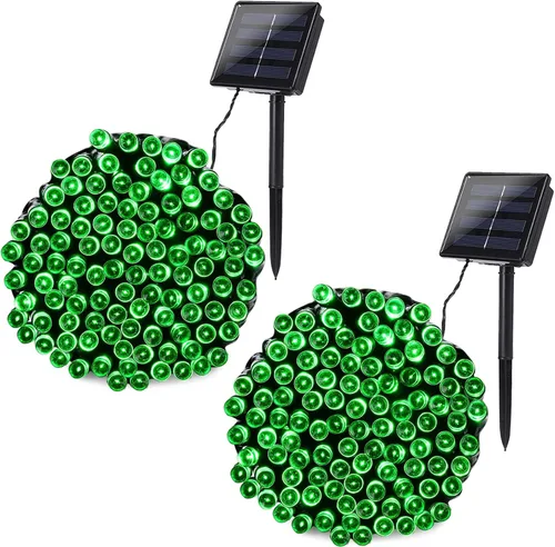 Vista 11 de Joomer Luces solares de Navidad para exteriores, paquete de 2 unidades en total de 144 pies, 400 LED, 8 modos, impermeables, luces solares de Blanco