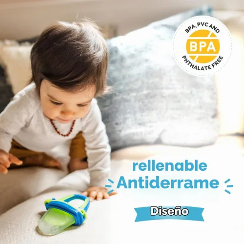 Vista 6 de Teetherpop Mordedor de silicona rellenable para bebés – Moldes de paletas de leche materna para la dentición con ranuras antiderrame – Mordedores