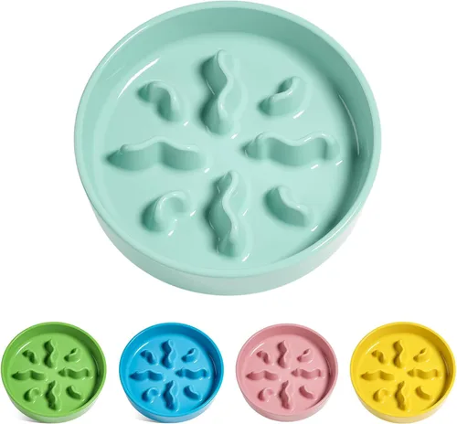 Vista 8 de Cuencos de cerámica para alimentación lenta para perros de raza pequeña, 0.5 tazas de plato de comida para perros que comen rápido, cuenco