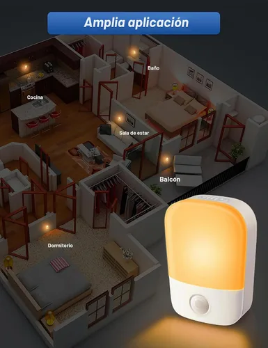 Vista 7 de Luces nocturnas ámbar enchufables a la pared, paquete de 2 luces LED de noche para dormitorio con sensor de atardecer a amanecer, brillo ajustable