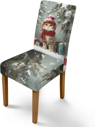Vista 59 de Rnyleeg Fundas navideñas para sillas de comedor, fundas de asiento de comedor con estampado de campanas brillantes, juego de 1 funda suave y lavable
