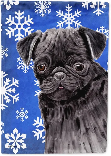 Vista 52 de Caroline's Treasures SC9374GF Bulldog English Snow flakes Holiday Garden Flag Buzón Bandera decorativa para patio exterior, patio, obras de arte