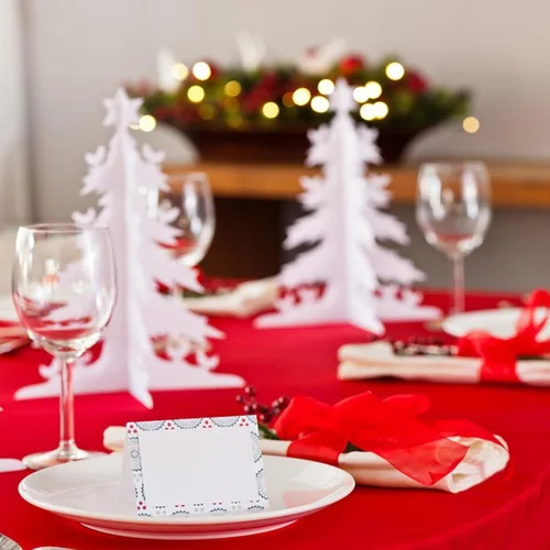 Vista 6 de 12 manteles redondos de plástico desechables para Navidad, suministros para fiestas de Año Nuevo, fundas de mesa redondas impermeables para Navidad