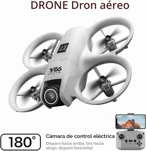Vista 2 de Dron pequeño RC con cámaras duales, protector de hélices, mantenimiento de altitud, despegue con una tecla, giros 3D, 2 baterías, evitación Naranja