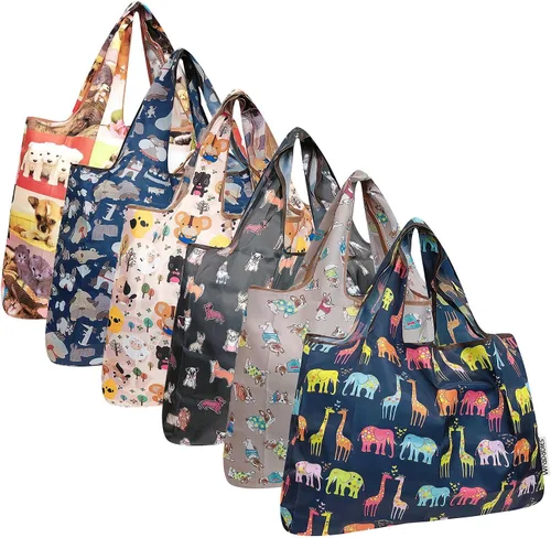 Vista 15 de allydrew Bolsas grandes plegables de nailon reutilizables para comestibles, paquete de 6