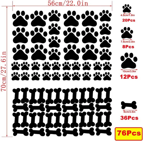 Vista 6 de SITAKE 76 calcomanías de decoración de perros, 40 calcomanías de huellas de perros y 36 calcomanías de huesos de perro, decoración de perro