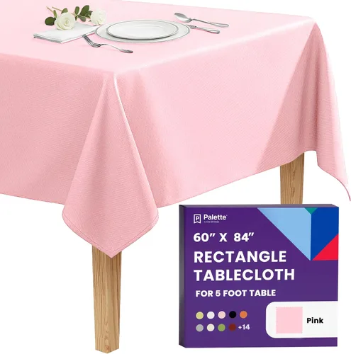 Vista 70 de Gee Di Moda - Mantel rectangular de 60 x 84 pulgadas – Mantel rectangular de poliéster lavable para mesa de 5 pies