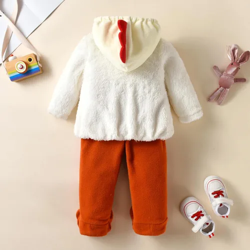 Vista 3 de Binwwede Disfraz de pollo para bebés niños y niñas, de manga larga, sudadera con capucha y pantalones