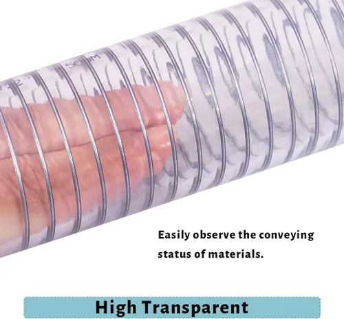 Vista 7 de DAVCO - Manguera de succión reforzada con alambre de 1 pulgada de diámetro x 5 pies, tubo de vinilo transparente de PVC Flexible, non collapsible