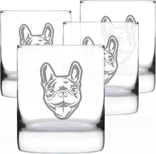 Vista 8 de Happy Frenchie - Vaso de whisky Rocks - Regalos únicos con temática de bulldog francés o decoración de fiesta para mujeres y hombres - 10.25 onzas