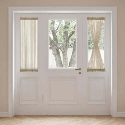Vista 17 de H. Versailtex Lino Natural y Poly semi-láminas Premium suaves y ricos materiales paneles de cortina con abrazadera ajustable para patio Gris