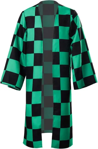 Vista 3 de Bichingda Capa de rol Anime Kamado Tanjirou Nezuko Giyuu Zenitsu Batas de cosplay chaqueta de cárdigan verde