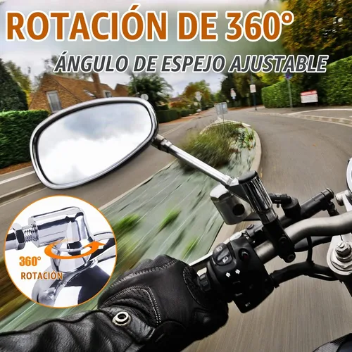 Vista 5 de ORAEVY - Espejos retrovisores universales de 10 mm, 8 mm, cromados para motocicleta, para extremo de manillar